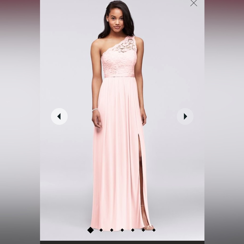 David’s bridal size 8 one-shoulder bridesmaid dress in petal style F17063 NWT